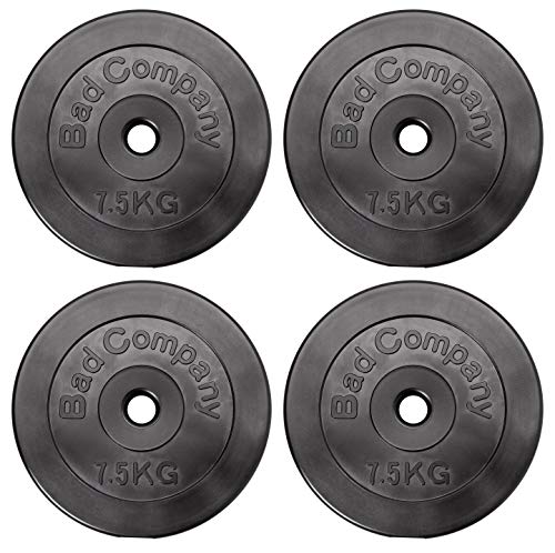 Bad Company Halterschijven 30/31 mm, kunststof, 30 kg, gewichtenset 4 x 7,5 kg, gewichten voor lange halter en korte halter - Afbeelding 3