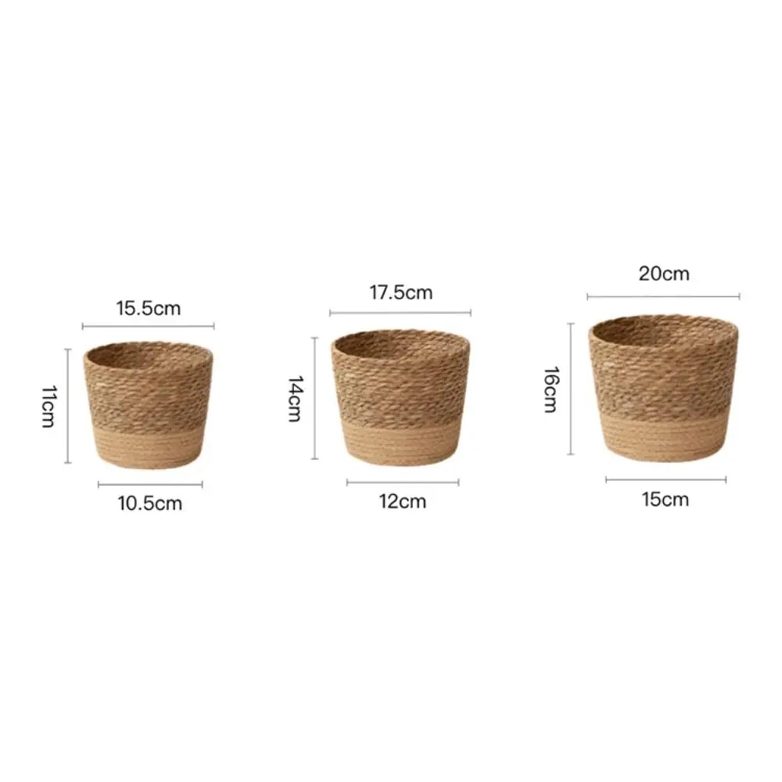 Cache Pot en Osier Pot de Fleurs tissé en Paille, Panier en Osier, Panier de Rangement en rotin, Pot de Fleurs de Jardin, Panier de jardinière tissé à la Main, 4 pièces(M)