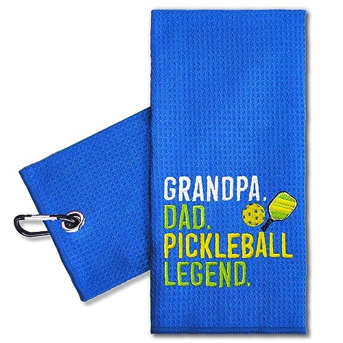 ERHACHAIJIA Grandpa Dad Pickleball Legend Embroidered Pickleball Sports Towel with Clip. Funny Pickleball Gifts for Men Dad Uncle Grandpa Pickleball Lover, Birthday Retirement