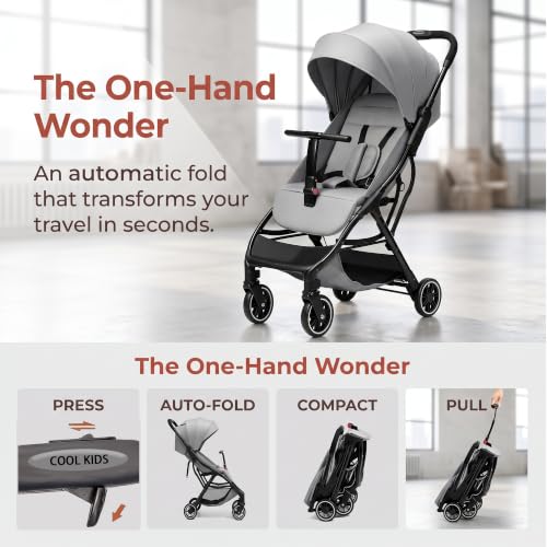 Image of Cool Kids Superb Lightweight Travel Stroller, Auto Fold Buggy Fold Buggy Gray