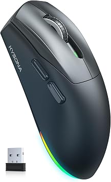 KYSONA Wireless Gaming Mouse, 12000 DPI, Tri-Mode Bluetooth Gaming Mouse Wireless, Lightweight, 80Hrs Battery Life, Backlight, 5 Programmable Buttons, Rechargeable Gaming Mice for PC/Mac, Black