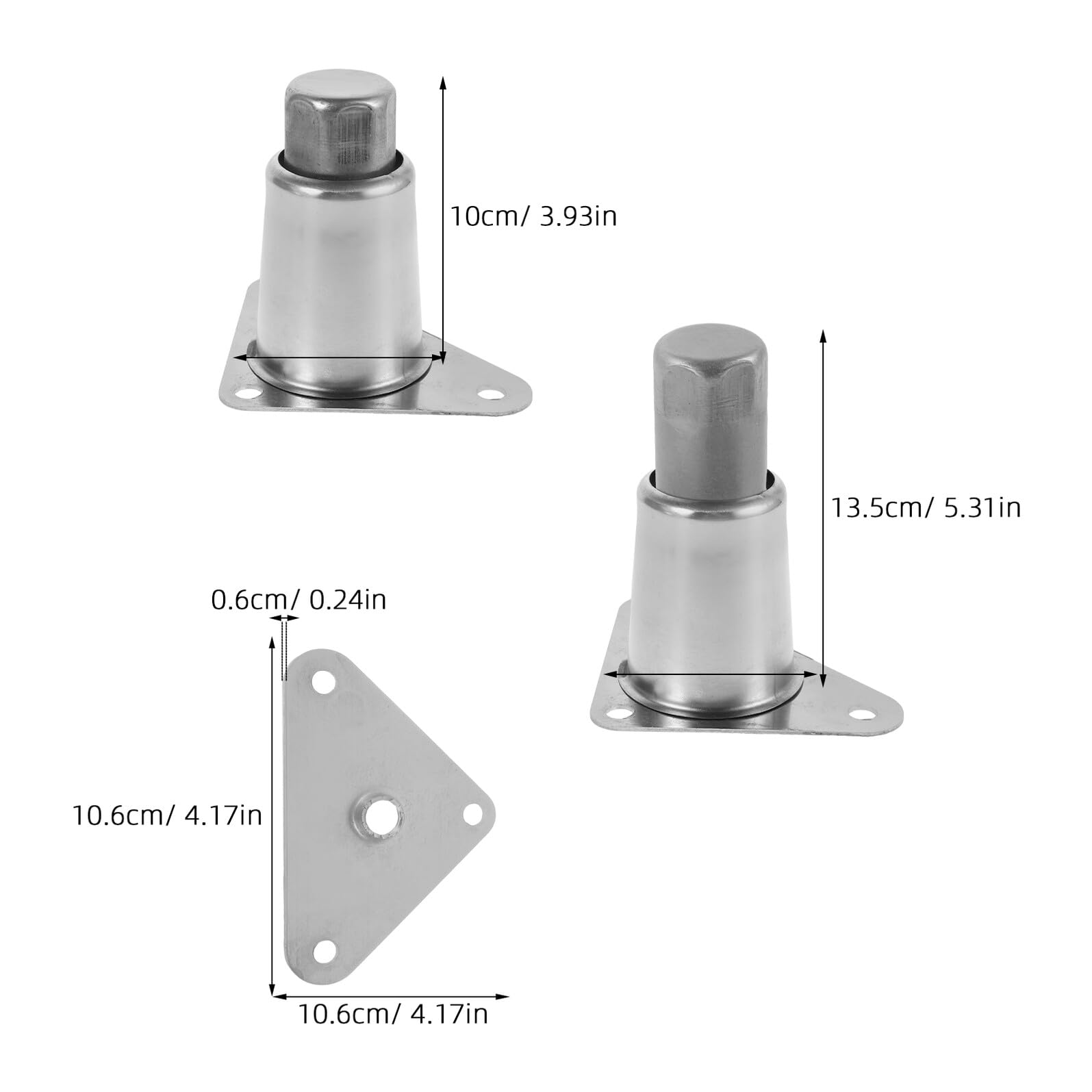 Veemoon Patas de Soporte Ajustables de Acero Inoxidable para Muebles y Estufas, Altura Regulable 10 Cm con Placa Triangular, Set de 2 Piezas, Accesorios Resistentes para Cocina y