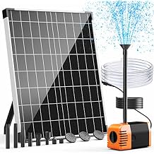 POPOSOAP Solar Water Pump Outdoor, 30 Watt Solar Powered Water Pump with 430GPH Solar Pump, 7 Nozzles, 6.6 Tubing DIY Water Feature for Pond, Fountain, Pool, Garden, Backyard