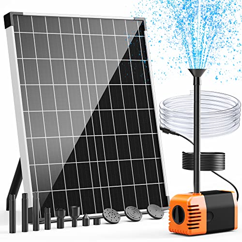 POPOSOAP 30W Solar Water Pump: 430GPH, 7 Nozzles