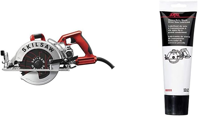 SKILSAW SPT77WML-01 15-Amp 7-1/4-Inch Lightweight Worm Drive Circular Saw & 80111 Worm Drive Saw Lubricant, Black