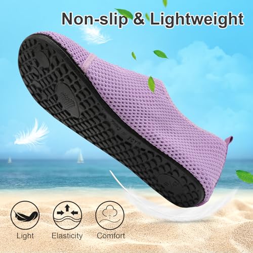 BARERUN Swim Water Shoes for Women Men Quick Dry Barefoot Aqua Sneakers Shoe for Beach Hiking Diving Boating River Outdoor Water Sports Purple Women Size 6.5-7.5 Men Size 5-6 - Thumbnail 4