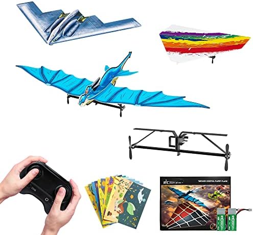 moreximiximi Remote Control Plane,DIY Plane,Detachable Motor RC Airplane Kit with 2 DIY Planes 10 Paper Planes,DIY Funning, Aircraft Toy Gift for Adults Kids, 2 Batteries