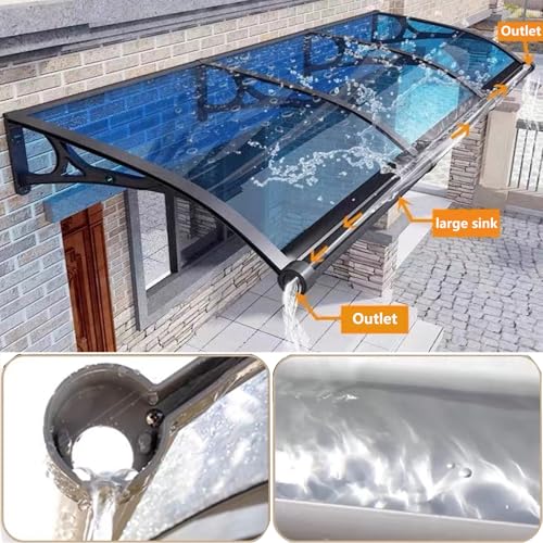 Auvent de porte en polycarbonate et aluminium extensible pour terrasse - 3
