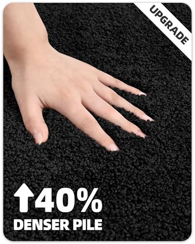 Color&Geometry Bath Mats for Bathroom Non Slip, 24"x36" Large Black Bathroom Rugs, Absorbent, Soft, Washable, Microfiber Bath Rug Shower Mat