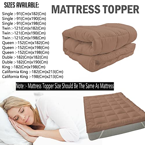 Image of 1200GSM Hollow Fibre Mattress Padding /Topper Brown for King Size Bed-72 Inch X 78 Inch
