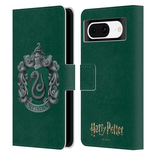 Head Case Designs Licenciado Oficialmente Harry Potter Escudo de Slytherin Cámara de Secretos I Carcasa de Cuero Tipo Libro Compatible con Google Pixel 8