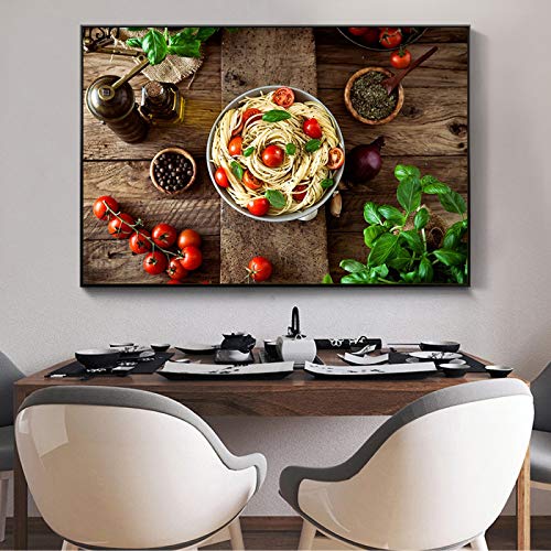 Decoración de cocina con póster de fideos de tomate y comida china en HD