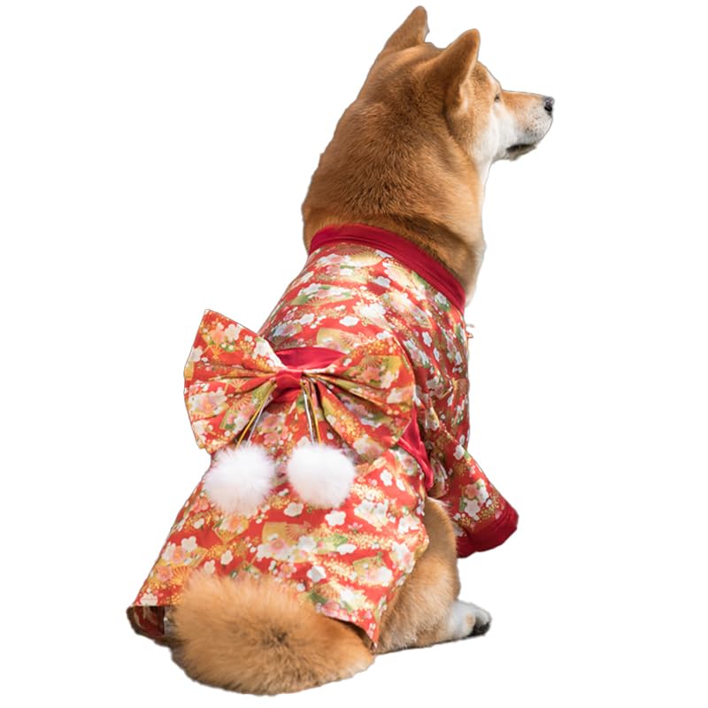 Amazon | 犬用浴衣 和風デザイン 綿素材 桜と扇柄 お祭りや記念日に