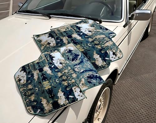 Image of CHIRON Premium Oriental Rug Look Car Floor Mat for Slavia Custom Fitted, Luxury Car Foot Mats Compatible with Skoda Slavia, Set of 5 Pcs, 100% Waterproof and Washable, Classic Blue