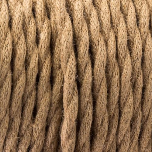 DC VOLTAGE 3 Core Electrical Cable 5 Meters / 16.4FT Braided Cable, Vintage Flex Cables Twisted Fabric Electrical Wire Cord for DIY Lamps Industrial Pendant Light Lighting Appliances (Hemp)