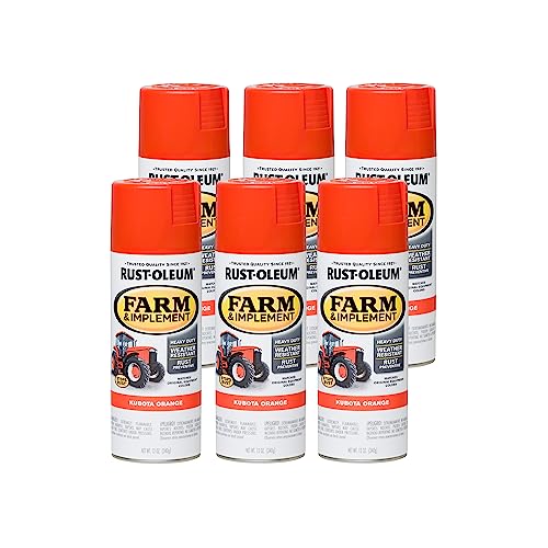 Image of Rust-Oleum 280142-6PK Farm & Implement Spray Paint, 12 oz, Kubota Orange, (Pack of 6)