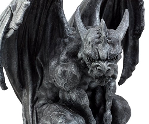 Estatua grande de gárgola guardian encorvada con alas 12.5 pulgadas miniatura 3