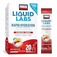FORCE FACTOR Liquid Labs Energy Drink, Electrolytes Powder, Hydration Packets to Boost Energy & Focus, 5 Essential Electrolytes, Vitamins, Minerals, & Antioxidants, Fruit Punch Flavor, 20 Stick Packs