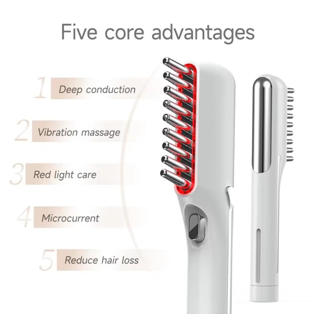 Pettine elettrico per massaggio alla crescita dei capelli con microcorrente, luce rossa a LED, spazzola per cuoio capelluto per spa anticaduta
