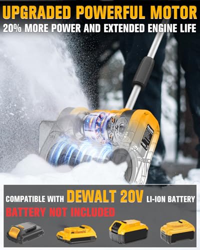 Houselife Cordless Snow Shovel Compatible with Dewalt 20V Max Battery(Tool Only)11\" Electric Snow Shovel for Driveway Max 16.4\' Throw Distance, Electric Shovel for Snow Removal with Dual-Safety Switch