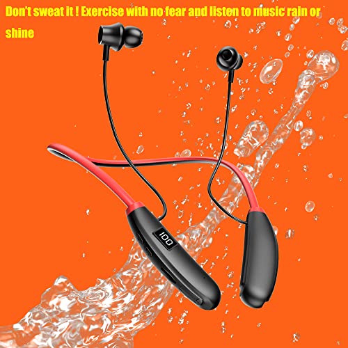 Image of Bluetooth Headphones Neckband 100 Hours Extra Long Playback with Microphone Headset, 5.1Bluetooth Balanced Armature Drivers Stereo in Ear Wireless Headphones Waterproof (I39Black-red)
