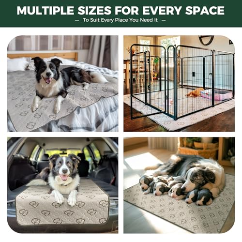 Image of FXW Washable Pee Pads for Dogs, Puppy Pads with Super Absorbent, Specifically Designed for FXW AuraSpace Acrylic 24inch 8 Panels Dog Playpen, 49 inch Square, Boho Beige, 2 Pack