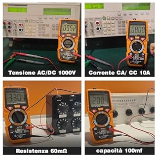 Multimetro digitale con 6000 conteggi, Amperemetro Ohmmetro Voltmetro TRMS, Misura la resistenza alla corrente di tensione Diodo Continuità Temperatura Frequenza NCV con display LCD e torcia elettrica