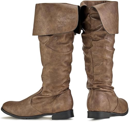 Miniatura 4 de DUNHAO COS Botas góticas medievales para hombre y mujer, estilo renacentista, a media pantorrilla, botas de jazz planas, botas renacentistas