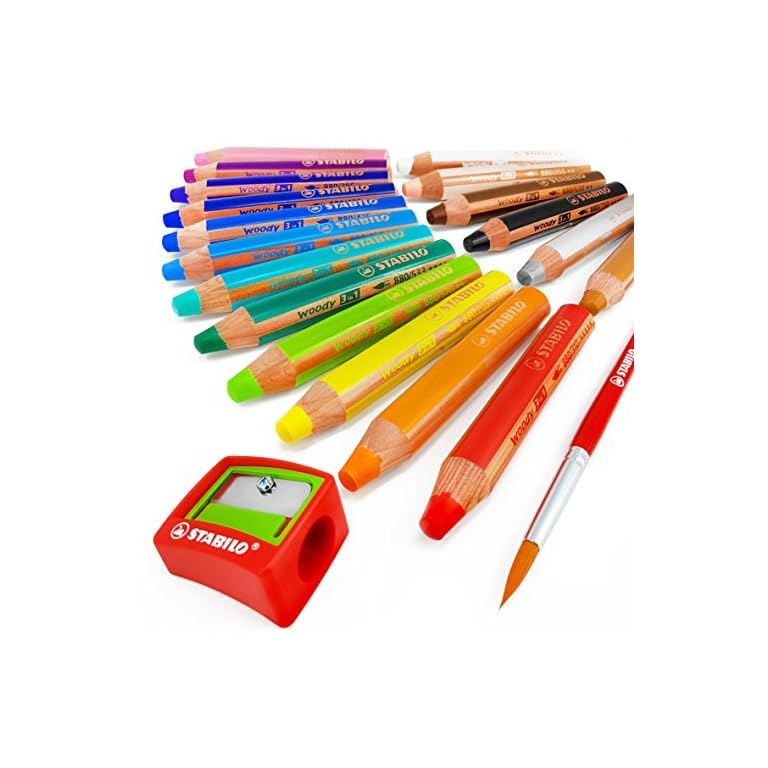 STABILO Woody 3 in 1 MultiMedia Watercolour Pencils Jumbo Easy