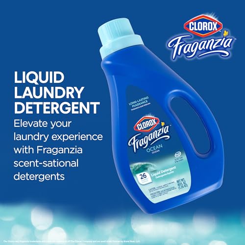 Image of Clorox Fraganzia Liquid Laundry Detergent, Ocean Scent, 40 Fl Oz | HE compatible, works in front and top load machines, long-lasting fragrance, 26 loads per bottle
