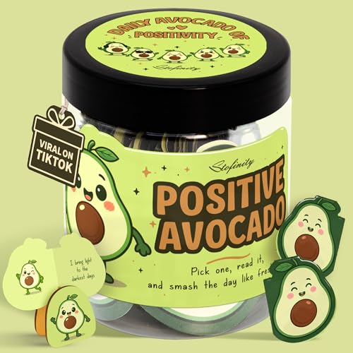 Stofinity Positive Avocado Gifts For Avocado Lovers - Jar Of Affirmation Cards For Women Men, Inspirational Motivational Cards Mini Friend Birthday Gifts For Women Coworker, Cute Self Care Cards