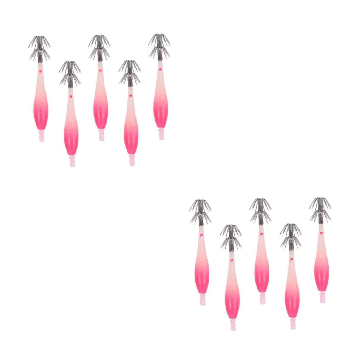 Toddmomy Crochet Lumineux Leurres De Pêche Crochets Appâts Attaquer Swimbait Hameçons À Double Calmar Appât Bionique pour Poissons Leurre De Pêche Bionique Gel De Silice Rose