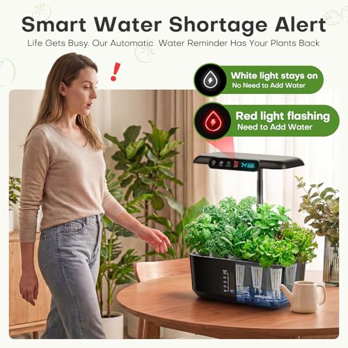 Image of Ahopegarden Hydroponics Growing System: 10 Pods Temp & Humidity Display | Indoor Garden Kit with LED Grow Light for Lettuce and Tomatoes - Beginner-Friendly Plant Germination Kit for Home Kitchen
