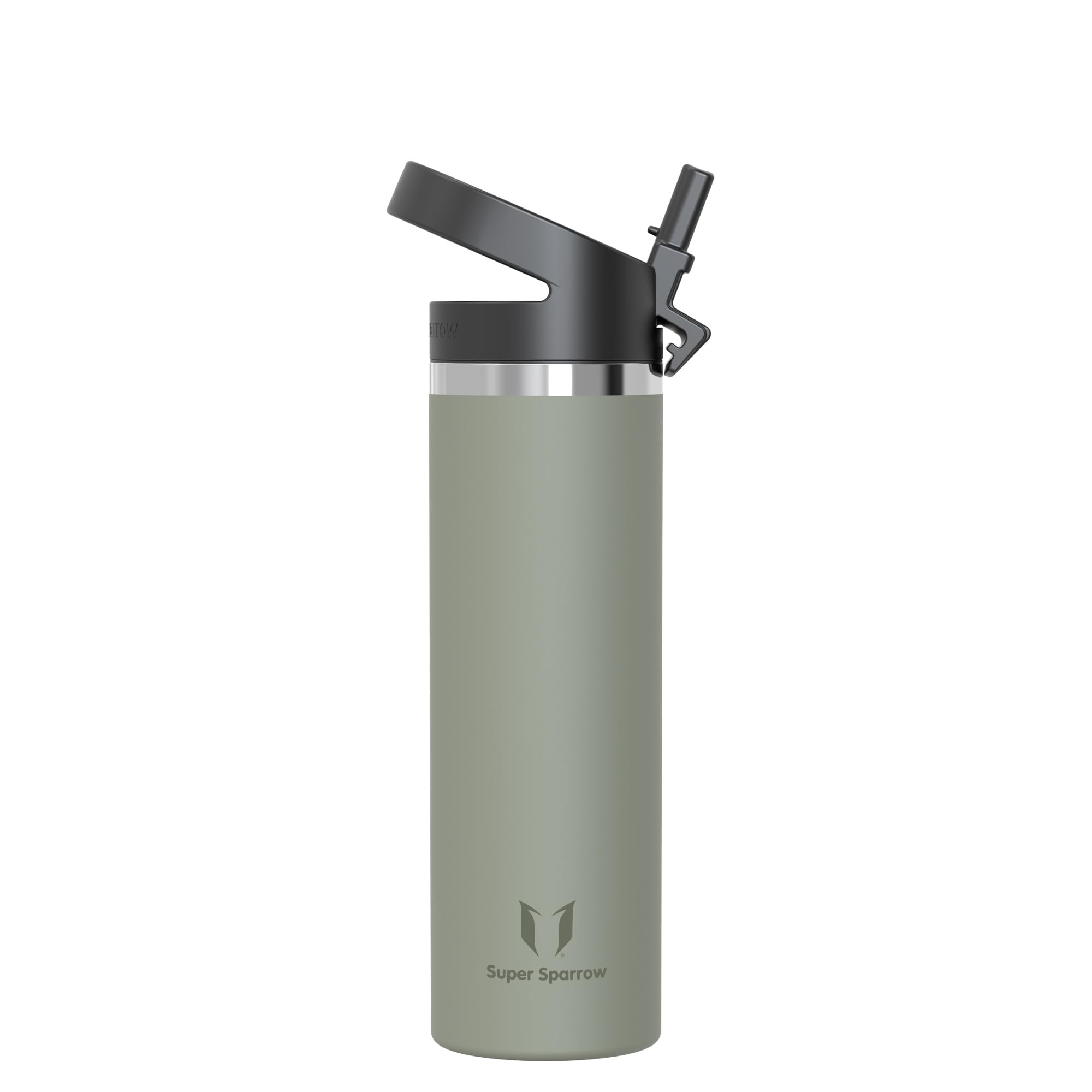 Super Sparrow Water Bottle Insulated - 750ml - Wide Mouth Metal Bottle - Wide Mouth SwivelSip Flask - BPA Free, Leak Proof - Ergonomic Straw Water Bottles for Work, Gym, Travel, Sports