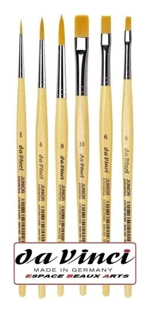 Davinci GH303 Junior Synthetics Malerpinsel, rund Serie 303, Größe, 1, 4, 8. und Davinci GH304 Junior Synthetics Malerpinsel, flach Serie 304,Größe 4,6,10