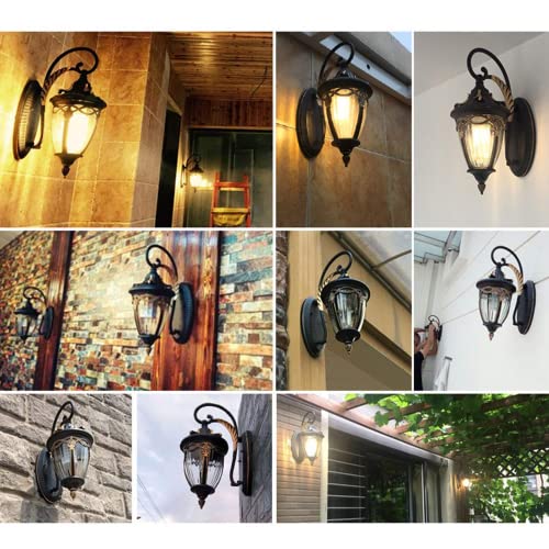 Zewnętrzna lampa ścienna z wodoodpornym szklanym kinkietem w stylu vintage - oświetlenie zewnętrzne w stylu antycznym do ogrodu, werandy i drzwi wejściowych
