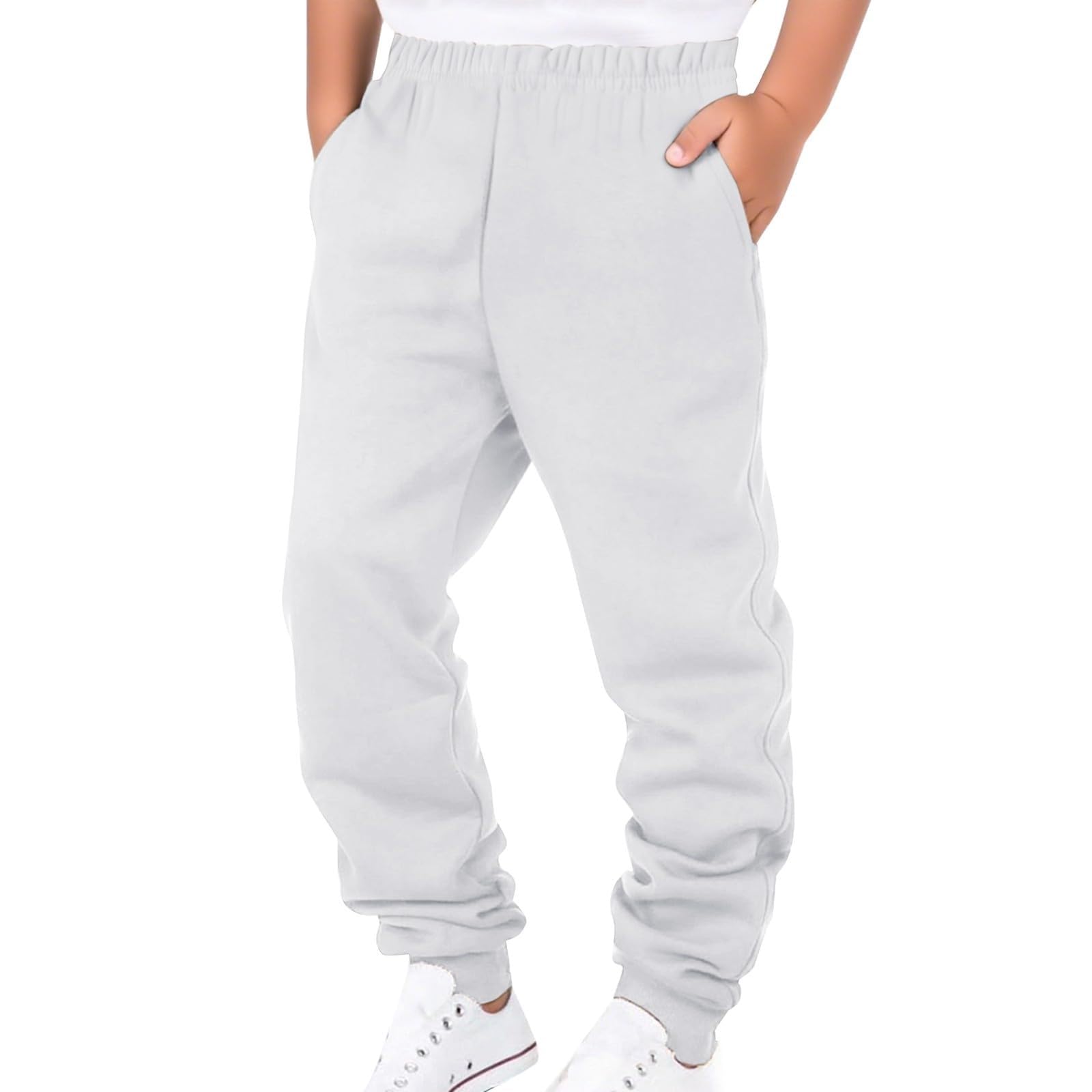 Genérico Pantalones Chandal Niño Pantalones Deportivos de Polar para Niños Cálidos y Cómodos con Puños Elásticos para Jugar