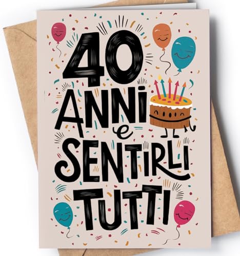 Biglietto Auguri 40 Anni Uomo, Donna - Regalo Donna, Uomo - Biglietti Auguiri Divertente Figlia, Figlio, Nipote, Per Lui, Lei - Regali Ragazza, Ragazzo - 40 Anni e Sentirli - EU 64