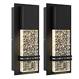 LED Integrated Outdoor Wall Light, Modern Exterior Wall Sconce with Crystal Bubble Glass, 12W 3000K Wall Mount Lighting Matte Black Finish Porch Light for Living Room Entryway Doorway 2 Pack