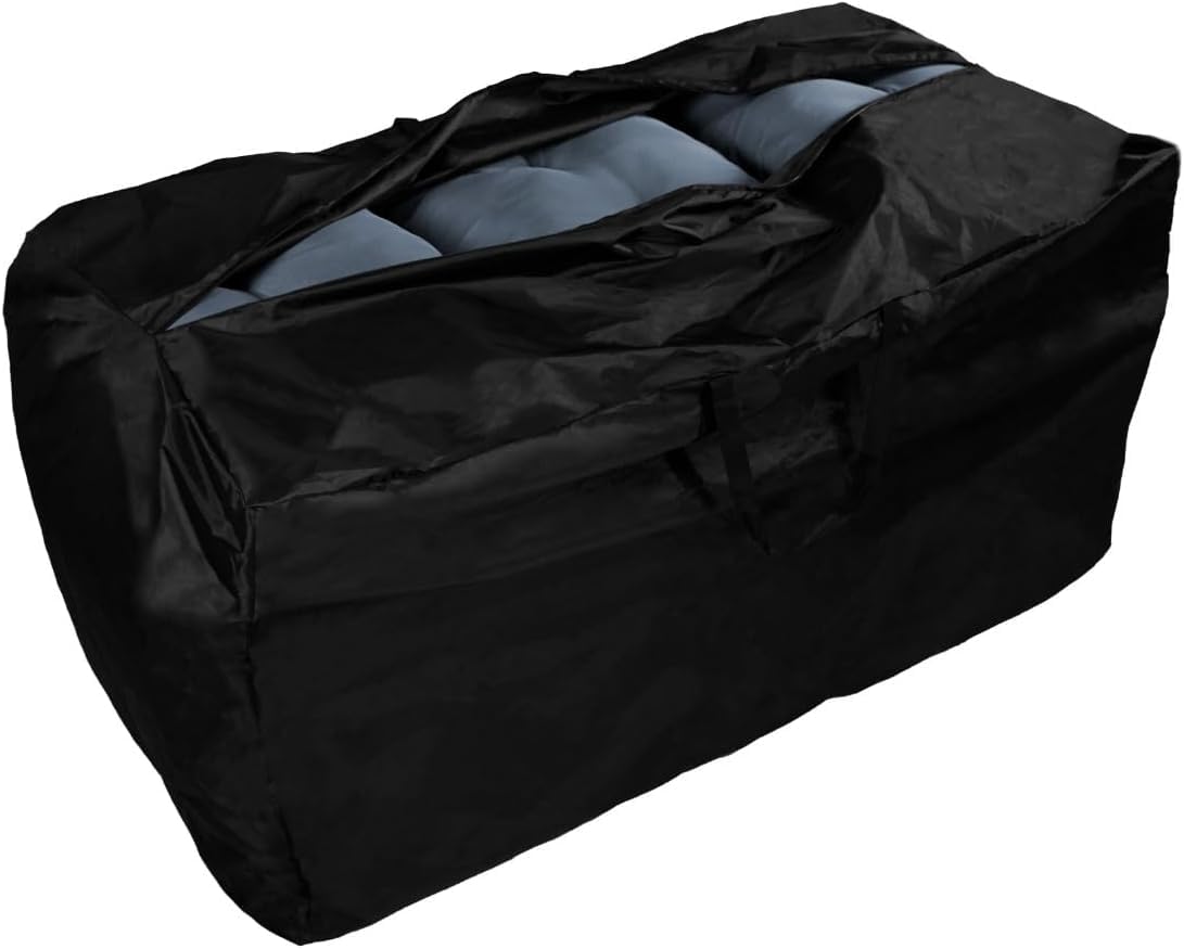 Set pranzo ad angolo in rattan e box da giardino Nero 9 posti a sedere Divano Sgabelli Tavolo in vetro Ampia Cassapanca 582L Telaio in acciaio Resistente ai raggi UV Borsa da trasporto impermeabile