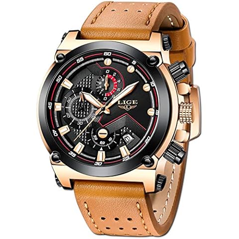 LIGE Relojes Hombre Militar Deportes Cronógrafo Lujo Negocio Analogicos Cuarzo Cover