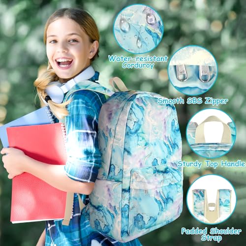 School Backpack for Teen Girls Kids Bookbag Set with Lunch Box Pencil Case 17" Large Capacity Backpack Casual Daypack3