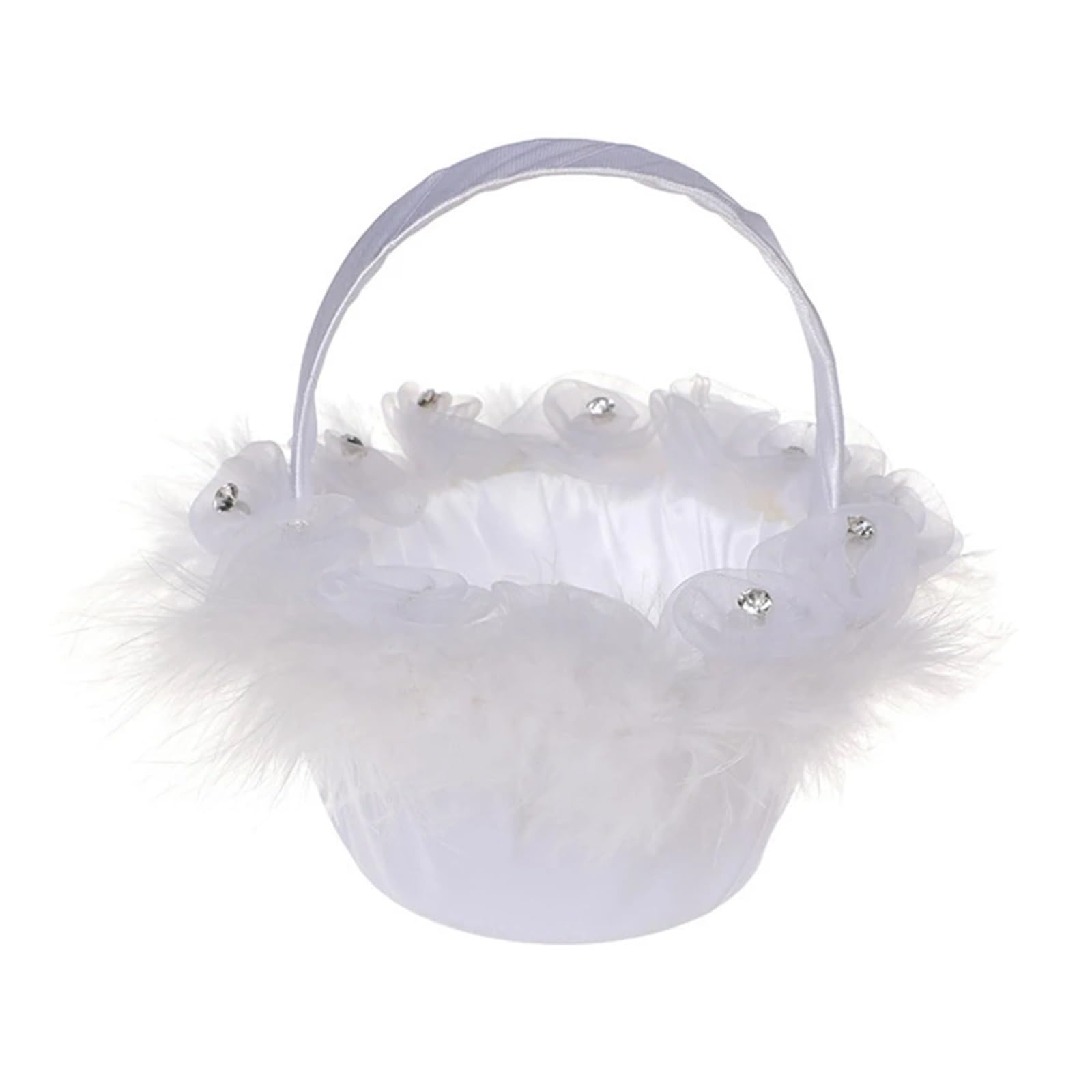 Wedding Petal Confetti Basket, White Lace Flower Basket for Wedding(White4)
