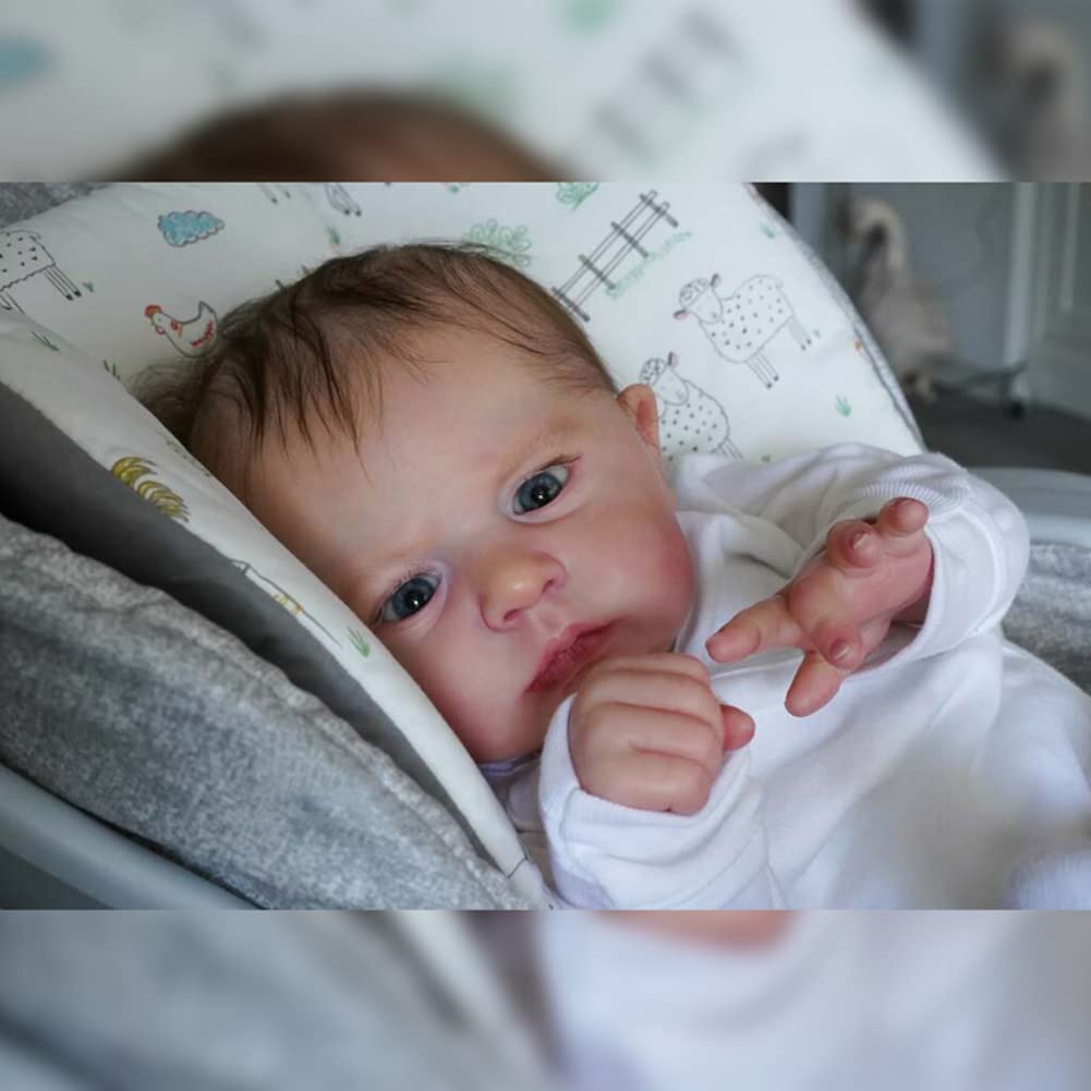 Lonian Lalka Reborn Baby 60 cm, miękkie ciało, realistyczna zabawka dla dzieci (Blue Eyes)