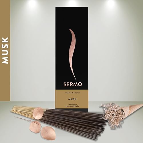 Sermo Premium 24 varillas de incienso enrolladas a mano con bajo contenido de humo, perfectas para aromaterapia, meditación, relajación,