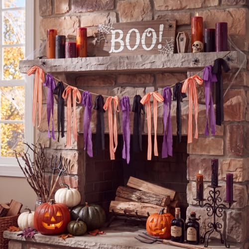 Gilprop 6.7 ft Halloween Garland for Mantle Vintage Halloween Bows