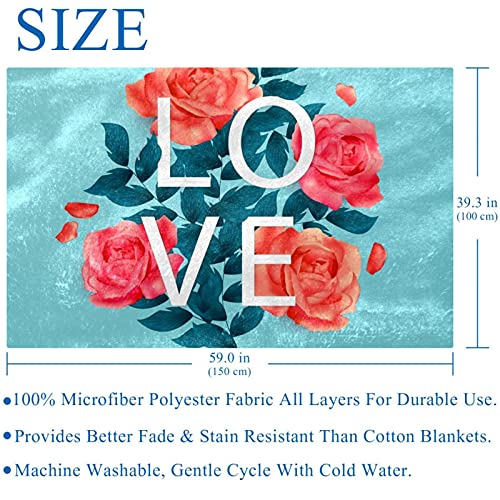 Couverture chaude Blue Love imprimé floral de qualité supérieure