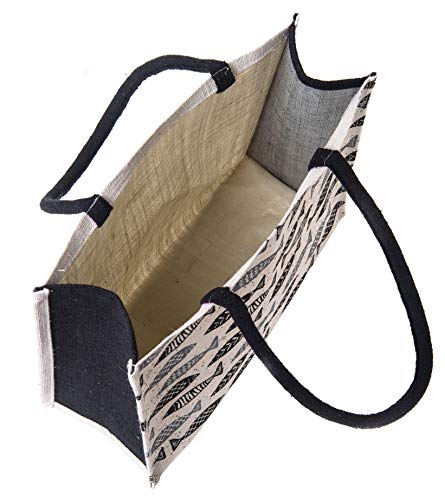 Image of H&B Unisex-Adult Jute Shopping Bag - Printed Shoulder Tote | Big Size Grocery Bag | Eco Friendly & Cute Collection (Fish-White)