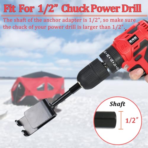 image for Huntury Ice Anchor Power Drill Adapter for Ice Fishing Shelter, Ice An