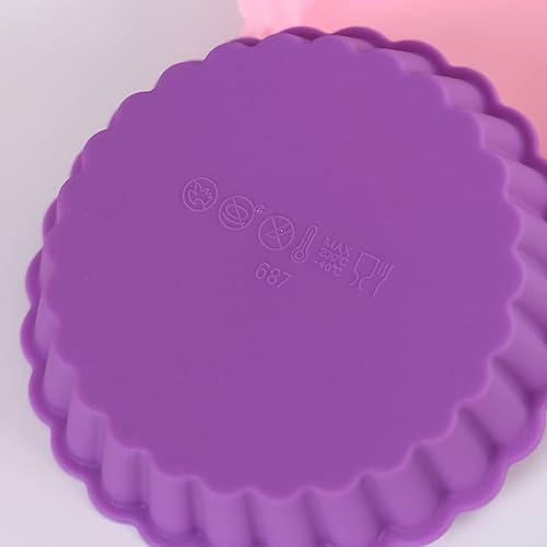 Miniatura 5 de NUOMI Molde de silicona para quiche de silicona, molde redondo para tartas, pizza, postre, gelatina, 4.3 x 0.9 pulgadas, color aleatorio